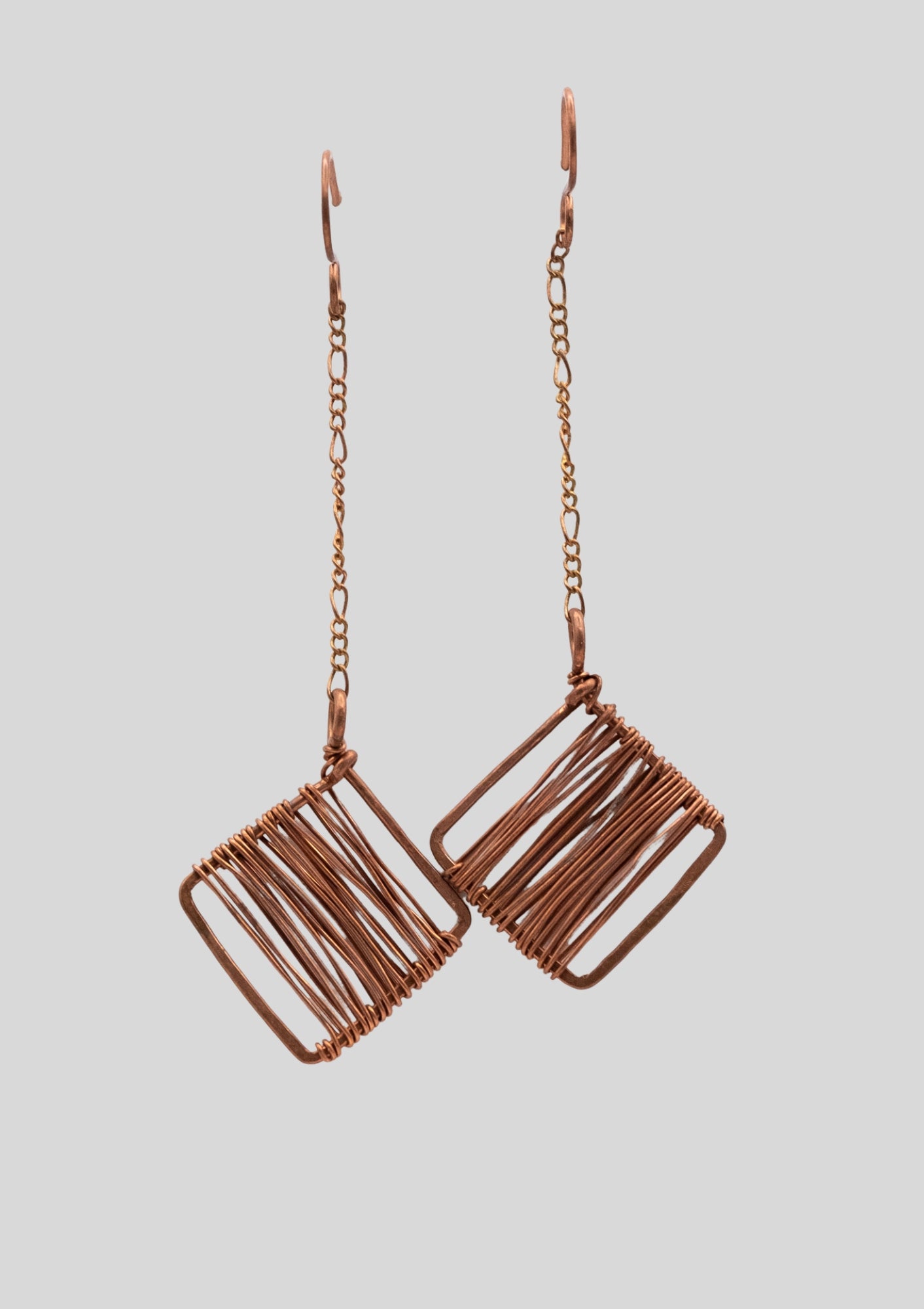 Grid and Whim: Copper Chain and Mesh Earrings