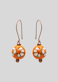 Fierce yet Floral: Orange Copper Statement Earrings