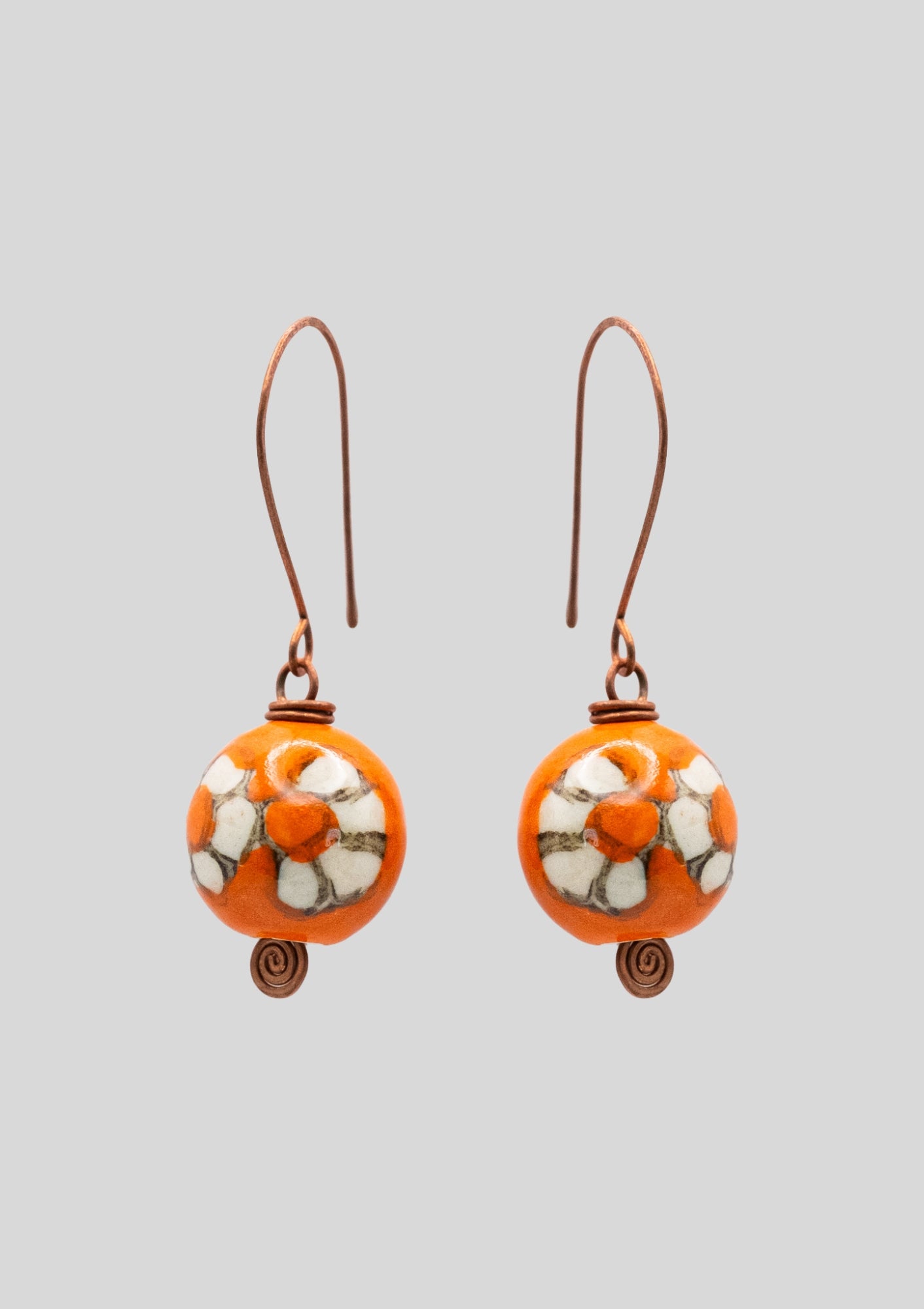 Fierce yet Floral: Orange Copper Statement Earrings