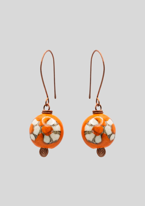Fierce yet Floral: Orange Copper Statement Earrings