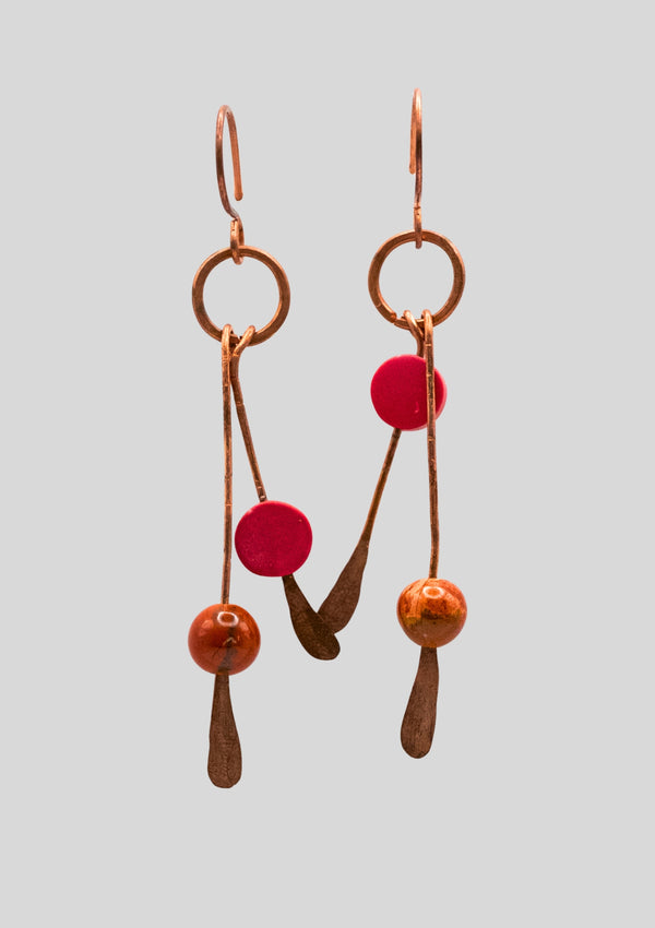 Pale Rustle: Hammered Copper Earrings