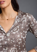 Iris Button Down Shirt - Grey Floral
