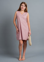 Mitrah Cotton Linen Dress - Blush Pink