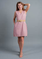 Mitrah Cotton Linen Dress - Blush Pink