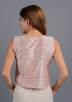 Vaayu Cropped Vest - Pink & White