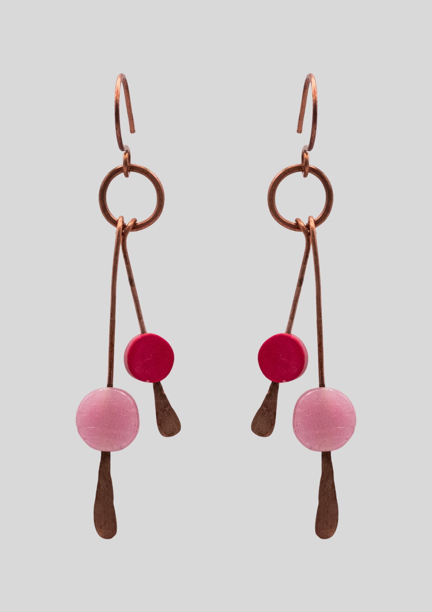 Swaying Blush: Hammered Copper Earrings