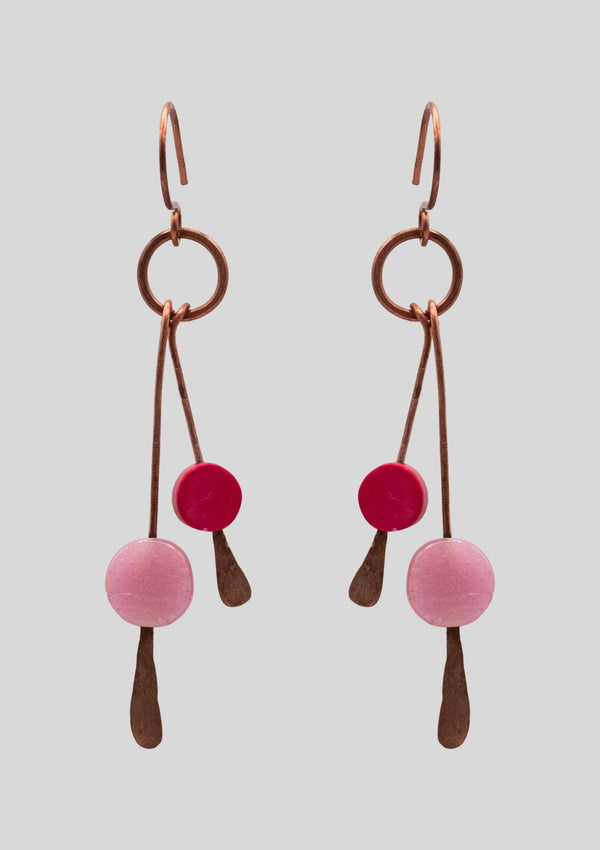 Swaying Blush: Hammered Copper Earrings