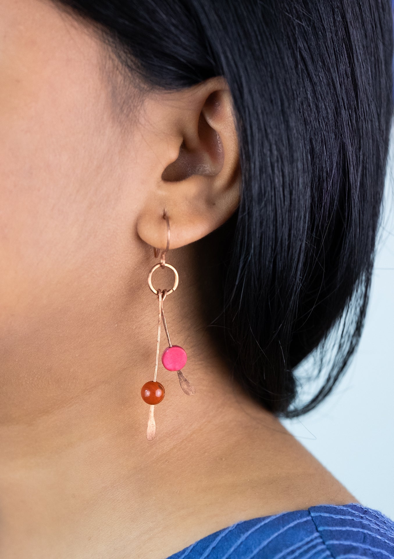 Pale Rustle: Hammered Copper Earrings