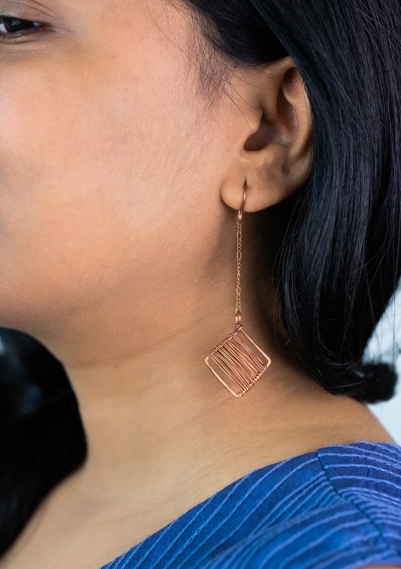 Grid and Whim: Copper Chain and Mesh Earrings