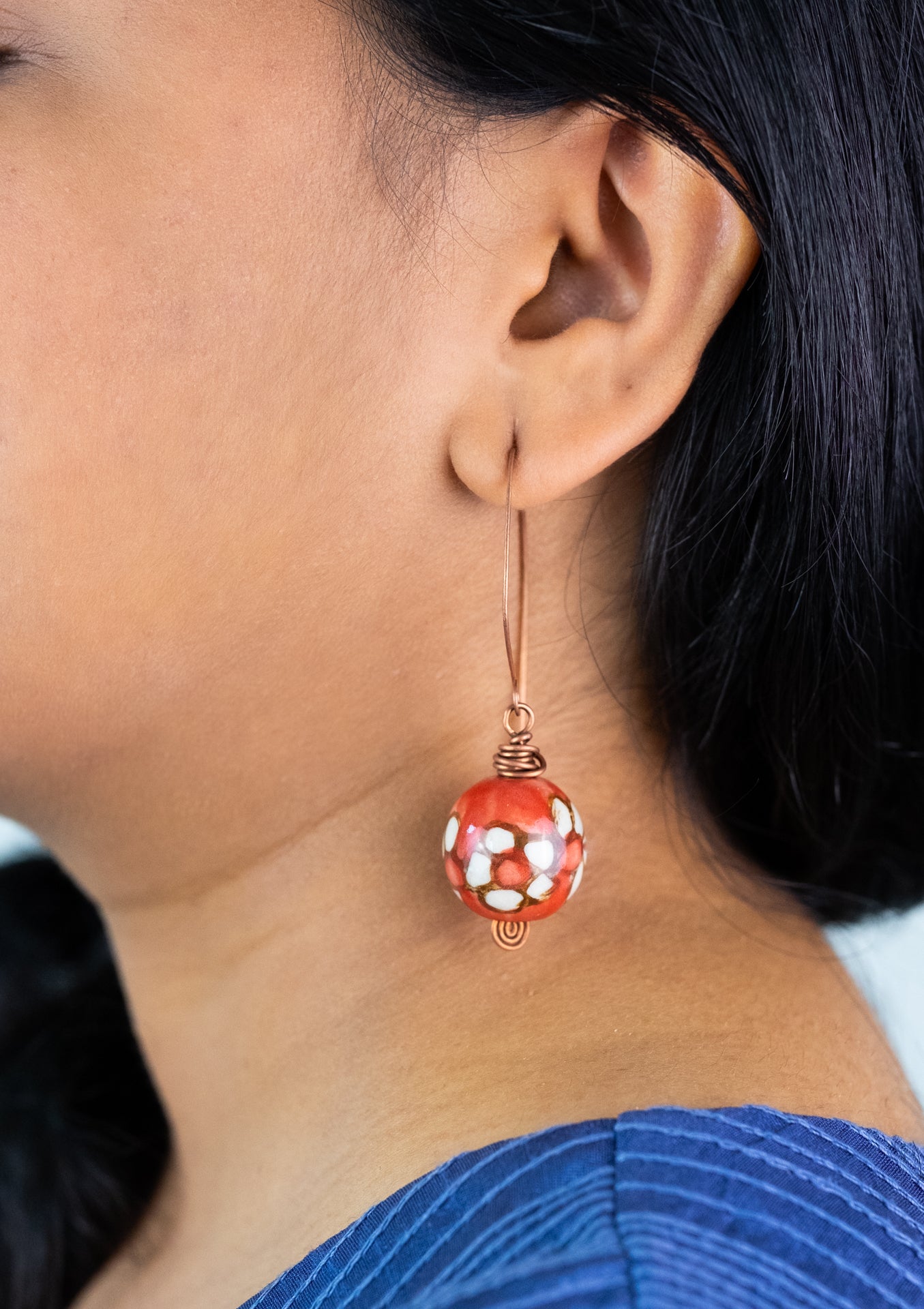 Fierce yet Floral: Crimson Copper Statement Earrings