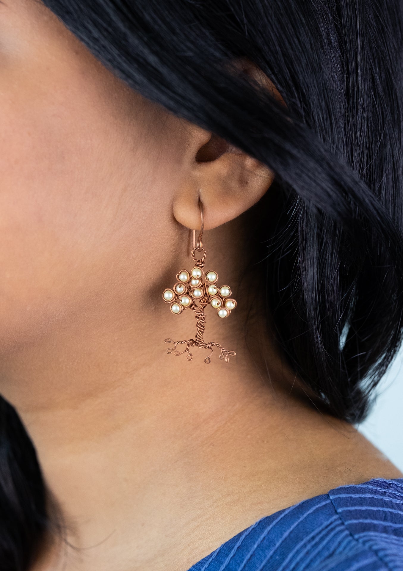 Moonlit Root and Reverie: Copper Dangle Earrings