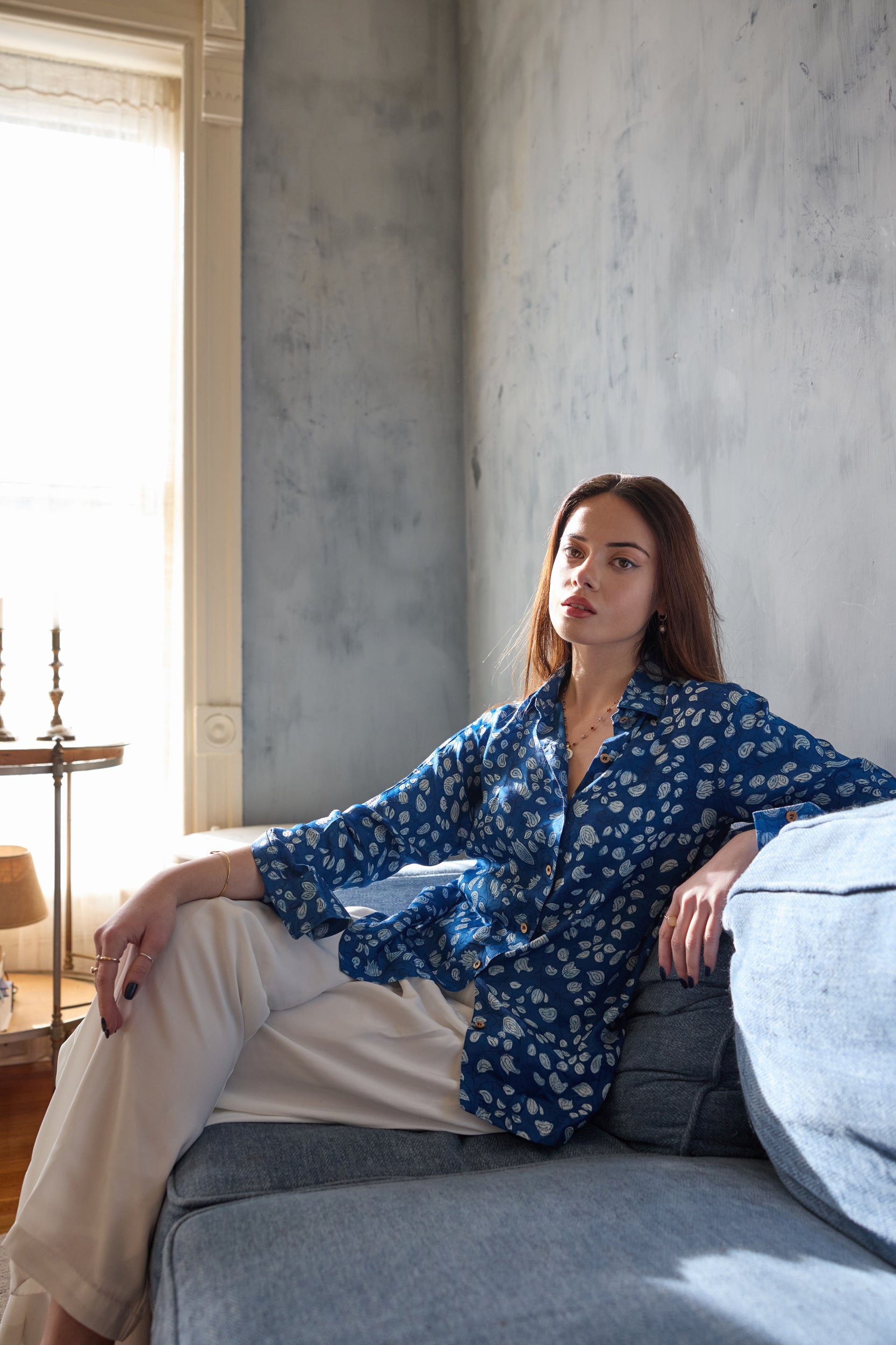 Iris Button Down Shirt - Indigo Vine