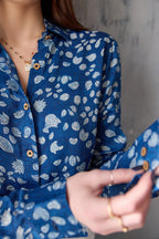 Iris Button Down Shirt - Indigo Vine