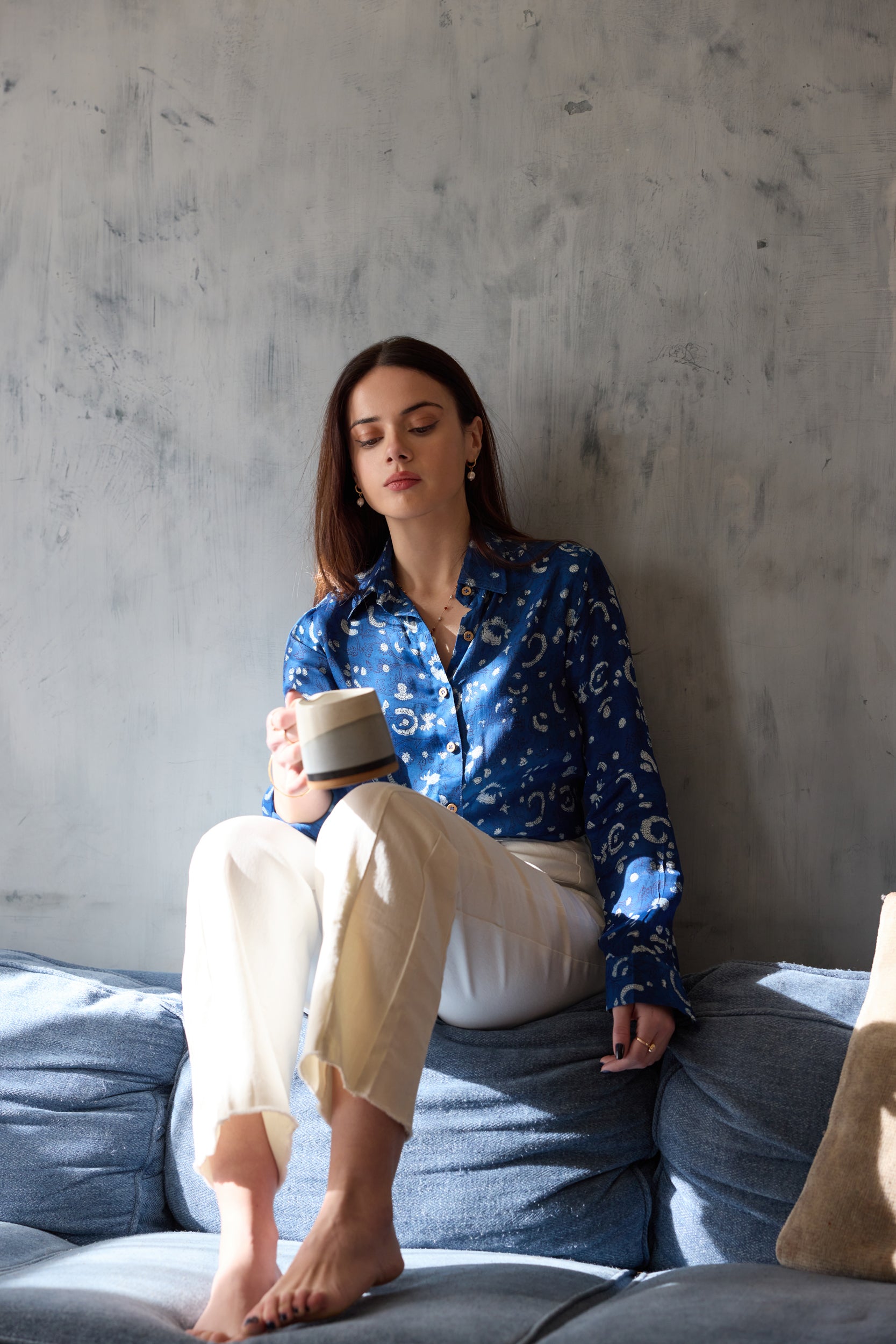Iris Button Down Shirt - Indigo Paisley