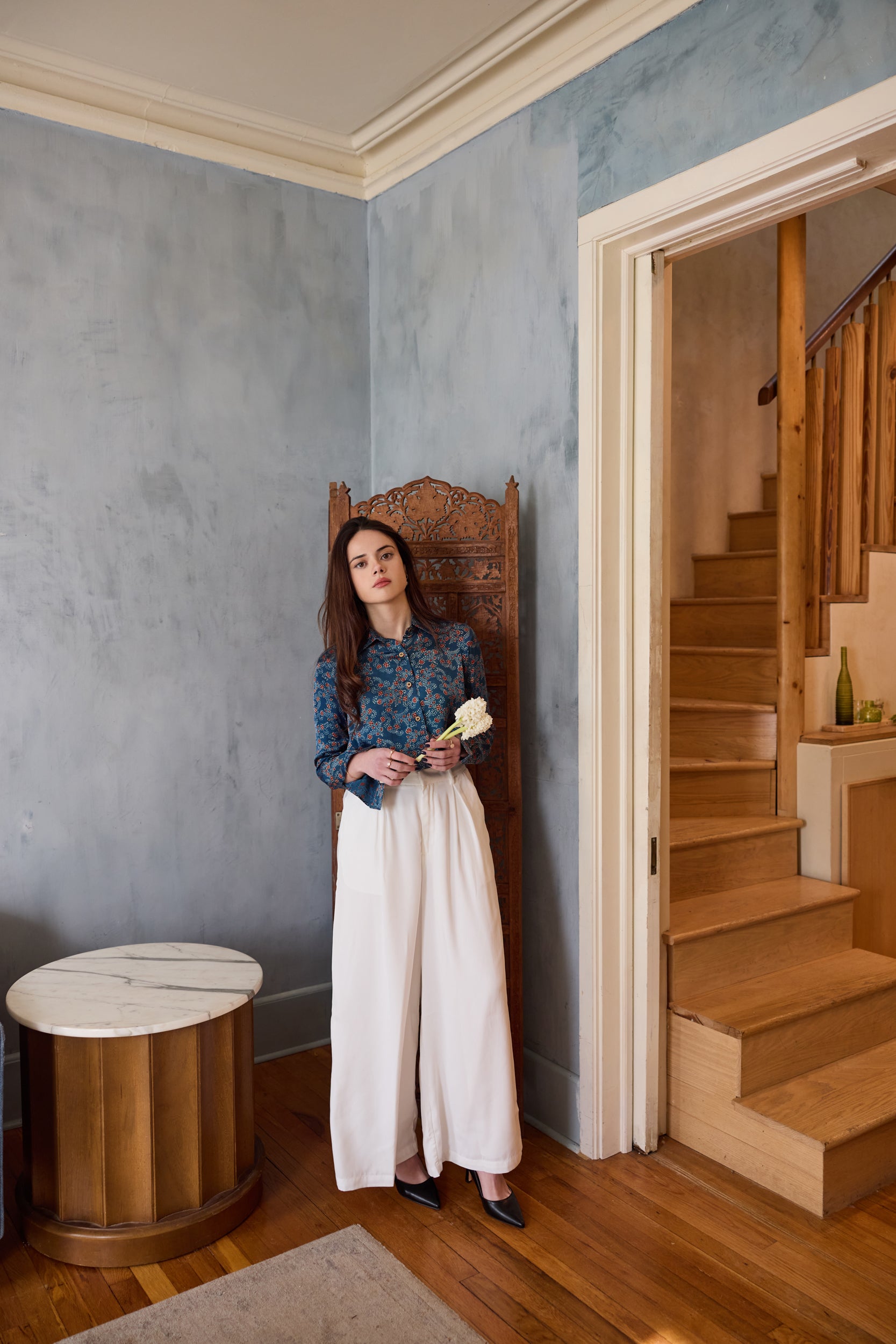 Iris Button Down Shirt - Indigo Marigold