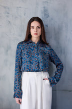 Iris Button Down Shirt - Indigo Marigold