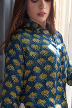 Iris Button Down Shirt - Deep Teal Butti