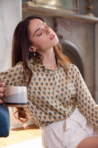 Iris Button Down Shirt - Cream Blossom