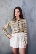 Iris Button Down Shirt - Cream Blossom