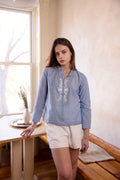 Irene Embroidered Blouse - Chambray