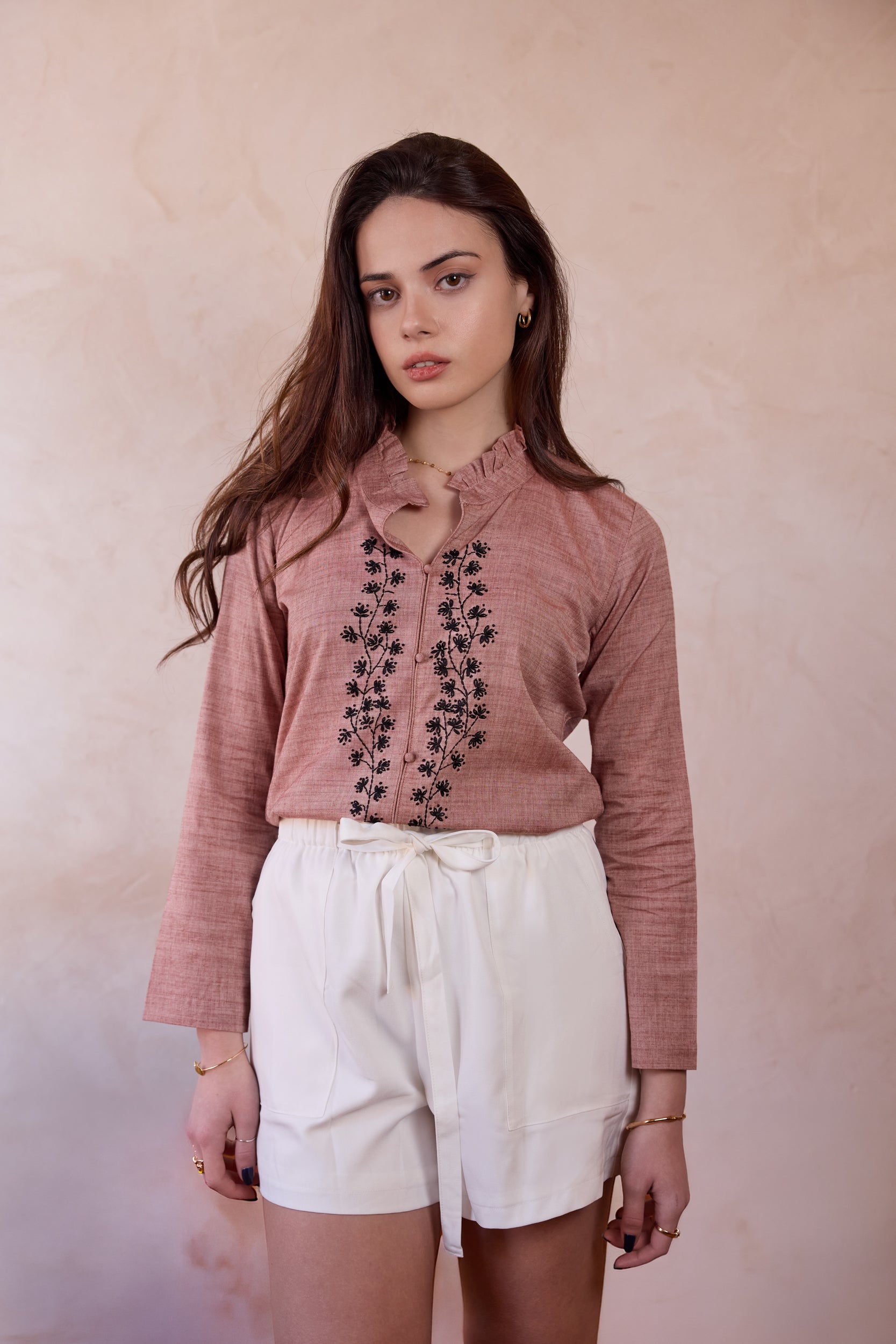 Irene Embroidered Blouse - Rose