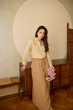 Aurelia Hand-embroidered Shirt - Honey Stripe