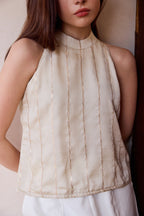 Dalia Halter Neck Top - Pearl