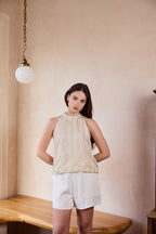 Dalia Halter Neck Top - Pearl