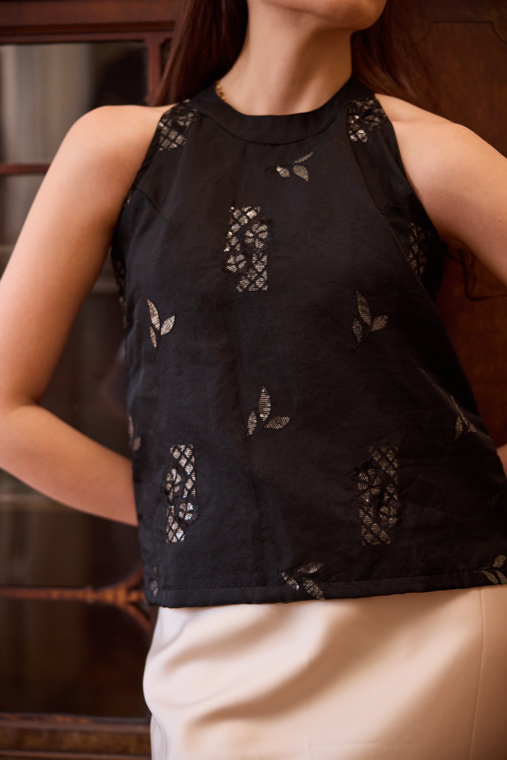 Dalia Halter Neck Top - Noir