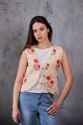 Maia Quilted Vest - Peach & White