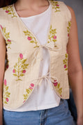 Maia Quilted Vest - Pink & White