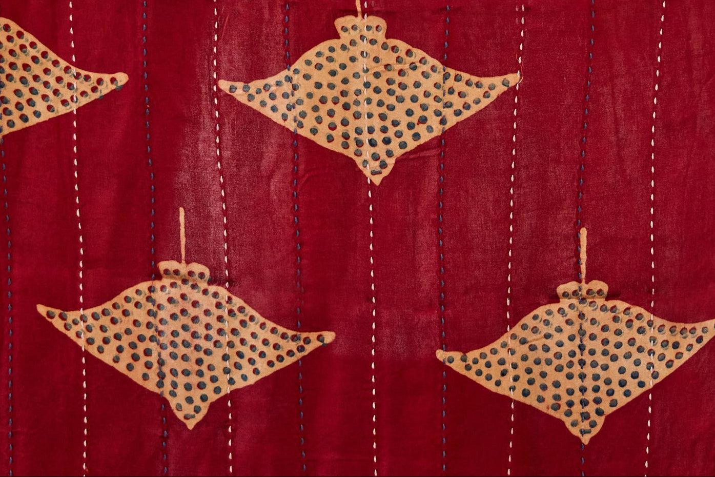 Oob Hand Embroidered Modal Silk Scarf - Madder Red