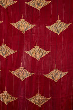 Oob Hand Embroidered Modal Silk Scarf - Madder Red