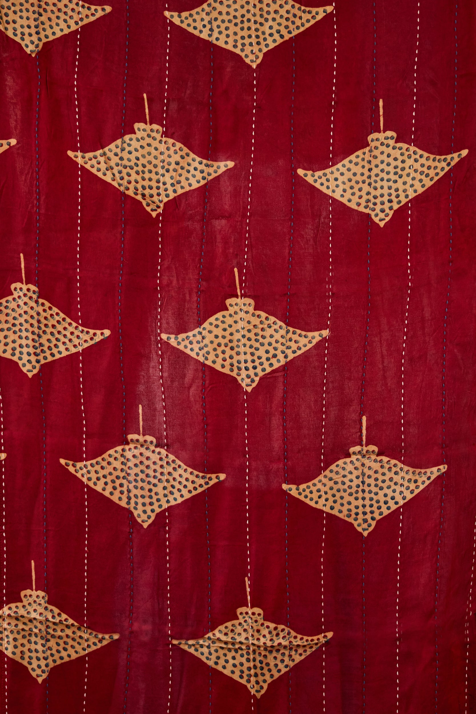Oob Hand Embroidered Modal Silk Scarf - Madder Red